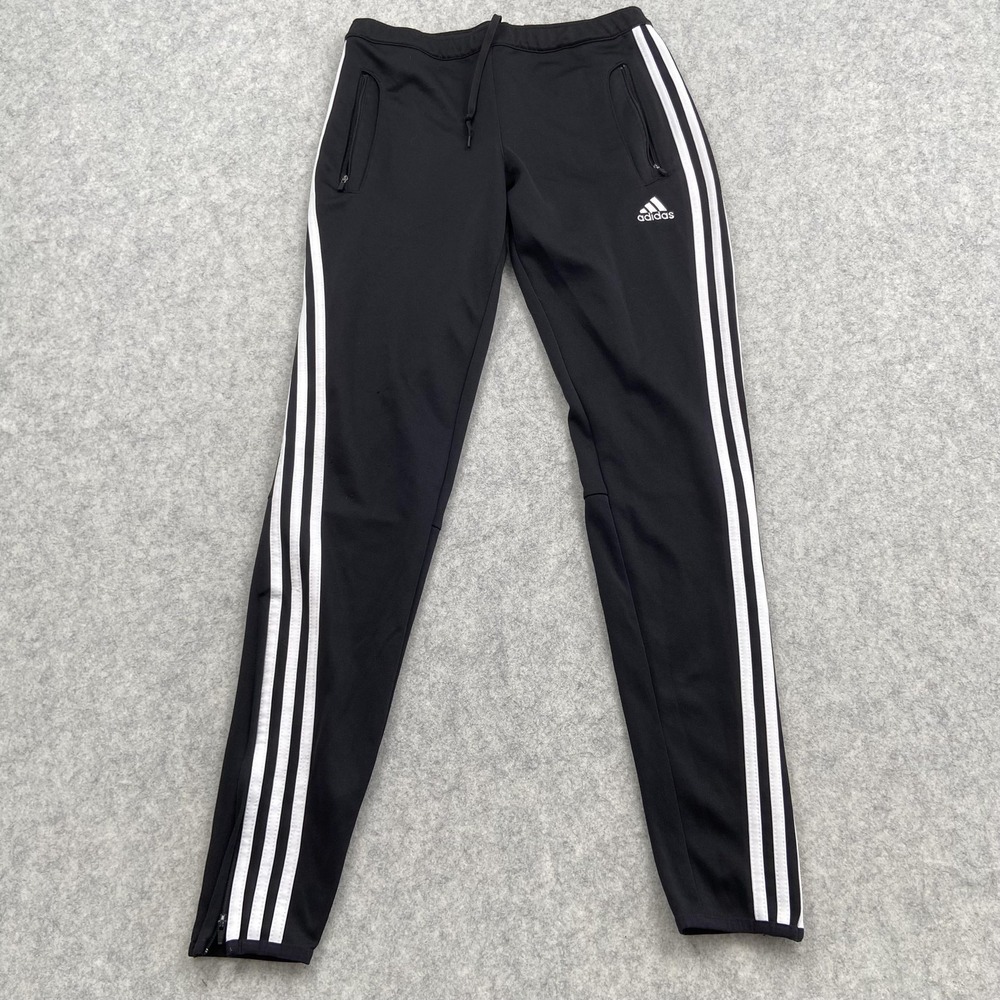 Adidas ClimaCool Pants Mens Small (28x30) Black 3-Stripes Track Zip Hem Athletic